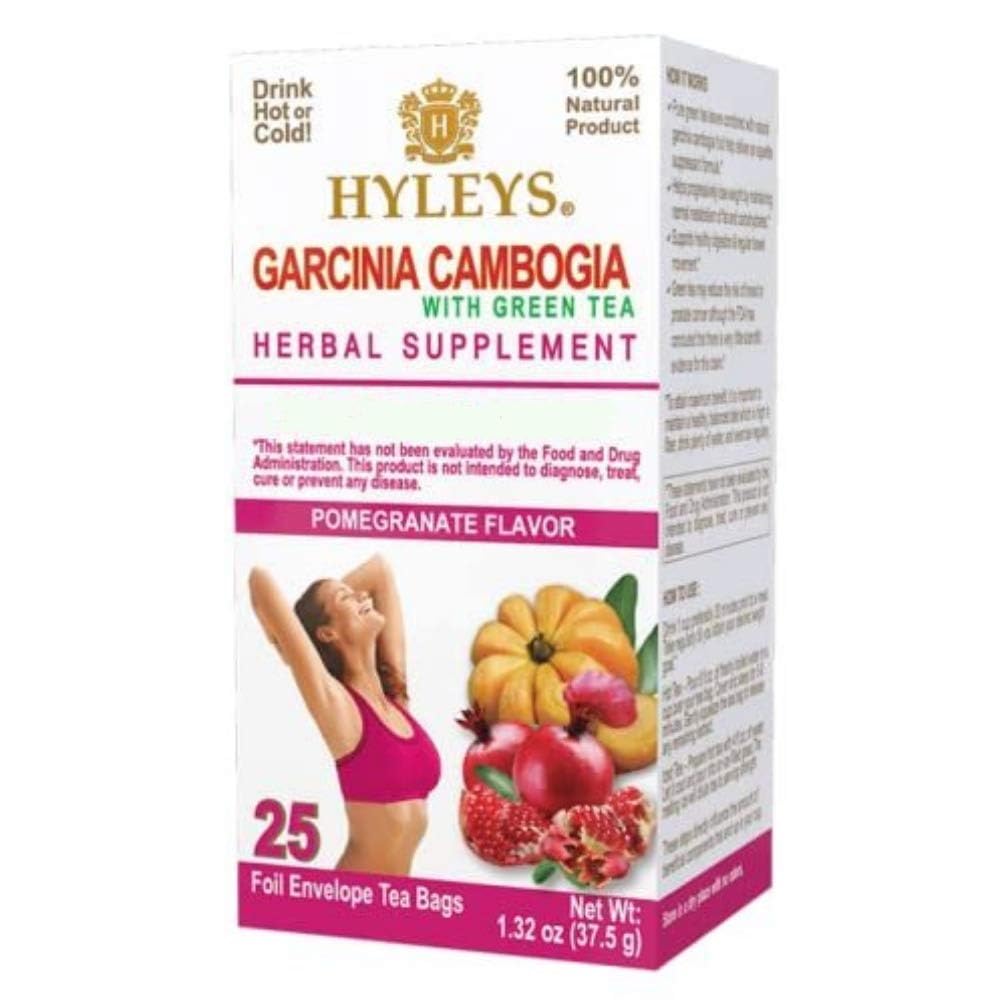 HYLEYS Thé Garcinia Cambogia Thé vert avec saveur de grenade - 25 sachets de thé