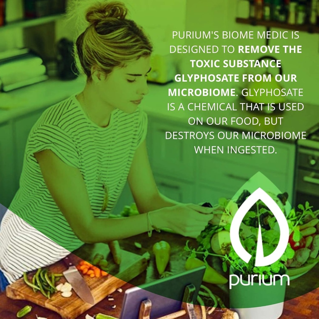 Purium Biome Medic - 60 Capsules Vegan - Gut complément de soutien de la santé, élimine les toxines d'OGM, soutient les bonnes bactéries, répare le microbiome - végétarien, sans gluten - 60 portions