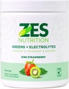Greens + Electrolytes, Kiwi Fraise Saveur, Vegan, Non-OGM, Poudre verte, Boost vert quotidien, Supplément de poudre végétale, Electrolytes organiques, Récupération et soutien, Mélange de smoothie