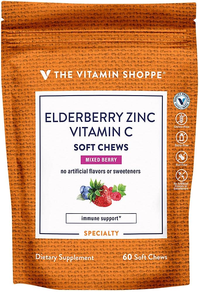 Fraise, zinc et vitamine C Chews tendres - Soutien immunitaire - Berry mélangé (60 Chews doux)