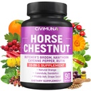 Capsules de Châtaigne de Cheval avec Châtaigne de Cheval, Broom Root de Boucher, Poivre de Cayenne et plus - 90 Capsules pour 3 mois d'approvisionnement