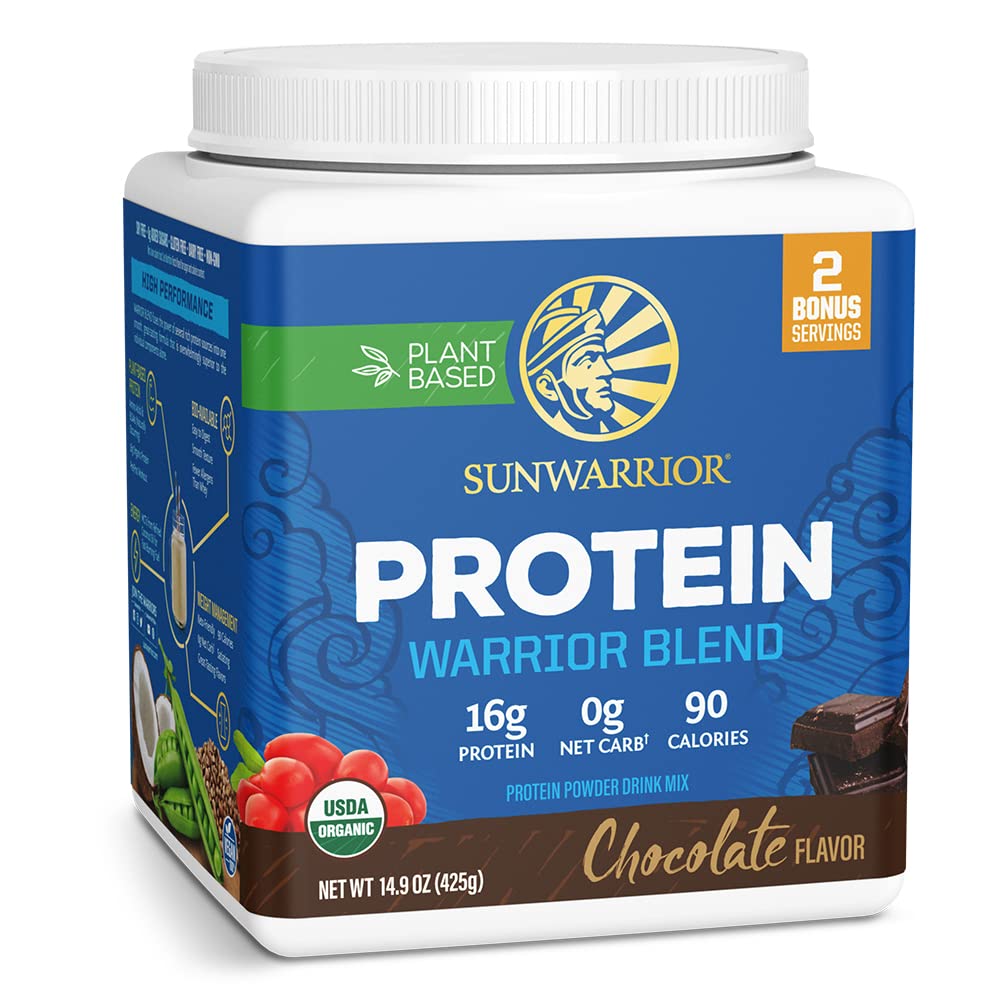 Poudre de protéines biologiques à base de plantes , Poudre de protéines biologiques végétalienne Chocolat aromatisé avec les acides aminés BCAA et les graines de chanvre Mélange de pois , non-OGM Soy et sans gluten (chocolat, 17 portions)
