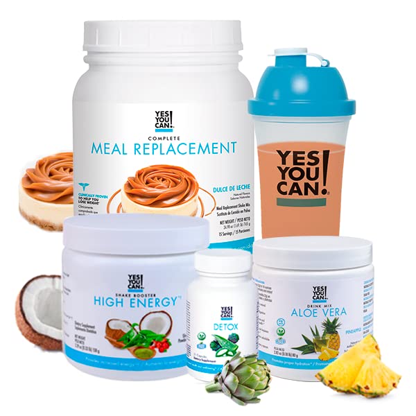Yes You Can! Detox Plus Kit (Meal Replacement Dulce de Leche, Aloe Vera Pineapple) - Complete Meal Replacement Powder, High Energy Shake Booster, Aloe Vera Detox Supplement, Health Transformation