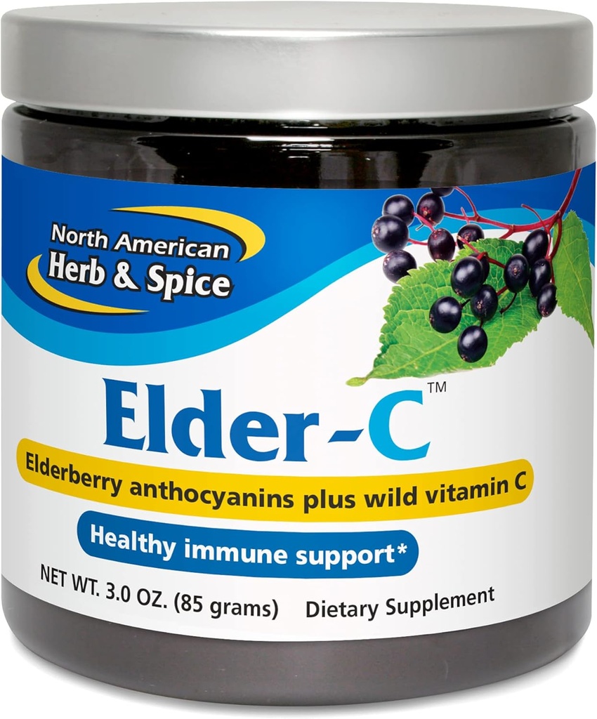 NORTH AMERICAN HERB & SPICE Elder-C - 3 oz. - Concentrate de baies d'eau - Soutien immunitaire, réponse respiratoire saine - Non-OGM, sans gluten - 42 portions