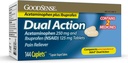 Acétaminophène à double action GoodSense 250 mg et Ibuprofène (NSAID) 125 mg Comprimés, soulagement de la douleur pour les maux de tête, soulagement de la douleur de l'arthrite et plus, 144 Compte