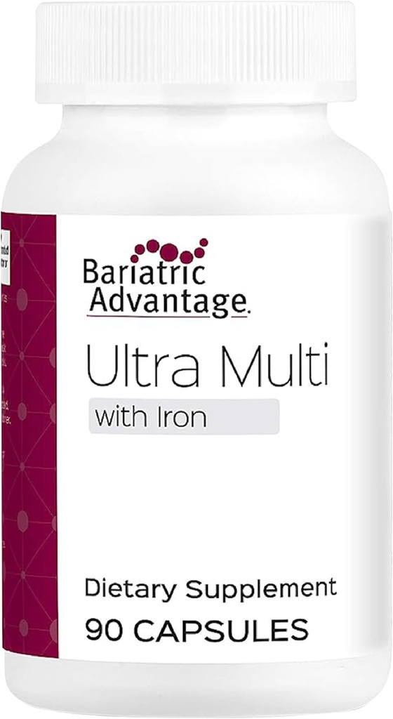 Avantage bariatrique Ultra Multivitamine avec fer - Ultra Multi avec fer - Format de gélule Multivitamine - Fournit un complexe complet de vitamines B - avec vitamine C, chrome et plus - 90 capsules