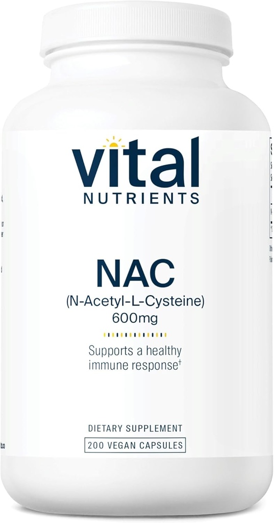 Nutriments vitaux NAC 600mg. N-acétyl Cysteine.