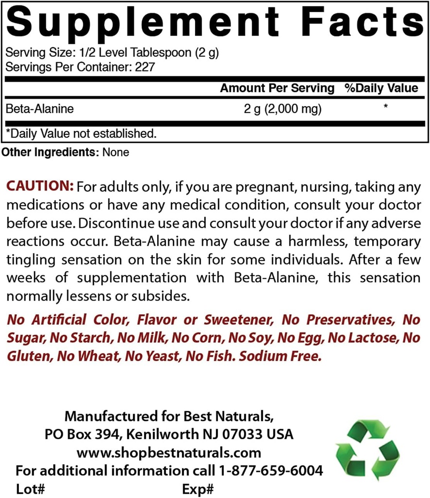 Béta Alanine Pure Poudre 1 Pound & Magnésium Glycinate 425 mg