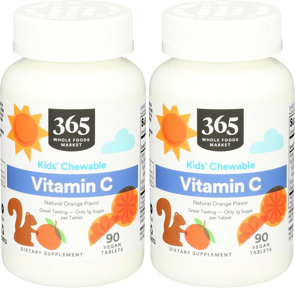 365 par le marché des aliments entiers, l'essence pour enfants vitamine C à croquer, 90 comte (paquet de 2)