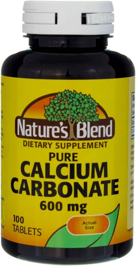 Mélange naturel de carbonate de calcium 600mg Comprimés 100 ct (emballage de 2)