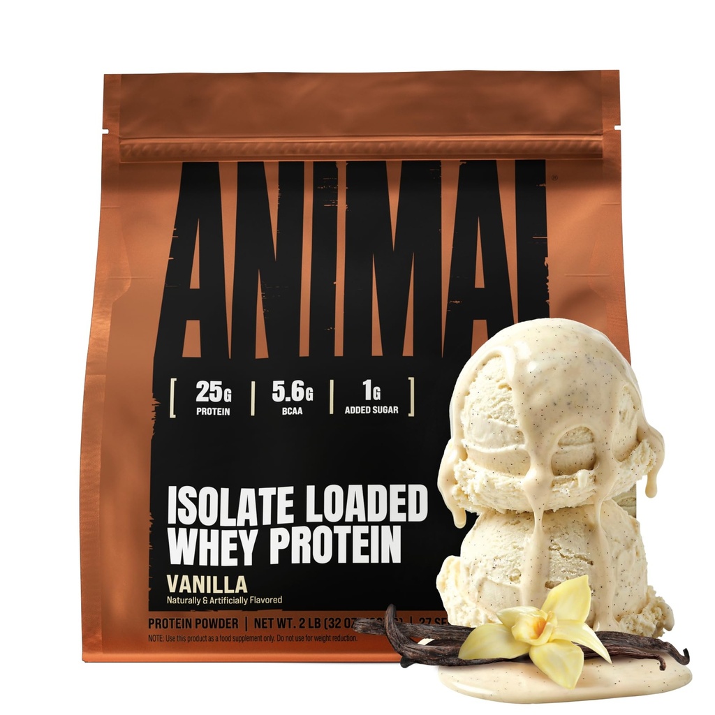 Poudre de protéines isolate de la lactosérum animal - Loaded for Pre & Post Workout Muscle Builder and Recovery with Digestive Enzymes for Men & Women - 25g Protéines, Grand Goût, Faible Sucre - Vanille 2 lbs