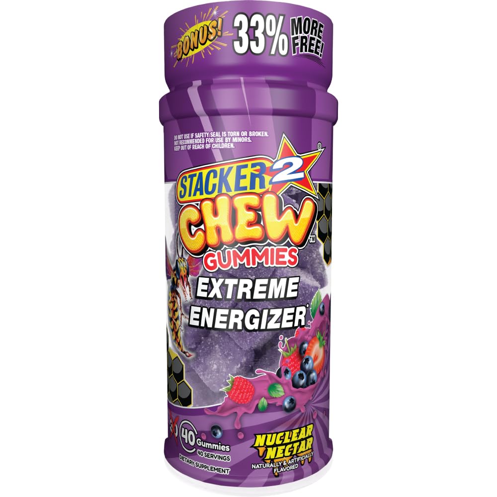 Stacker2 Chew: Extrême énergie - Bouteille de 40 gommies