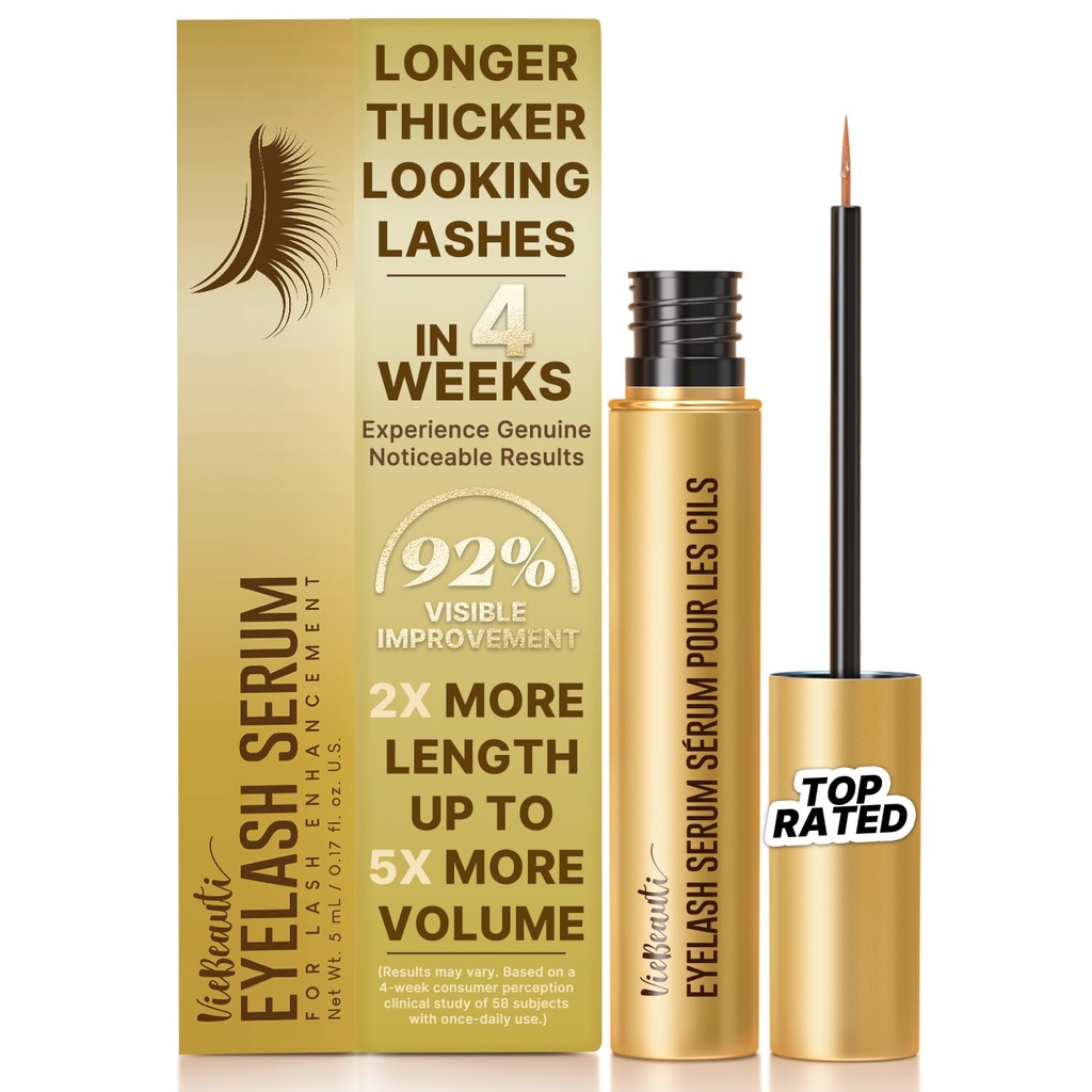 Eyelash Serum for Lash Growth for Women: Natural Lash Serum for Longer Fuller Healthier Lashes - Vegan & Cruelty-Free Eyelash Enhancer for Sensitive Eyes 5mL 0.17 Fl Oz 5-Month Supply