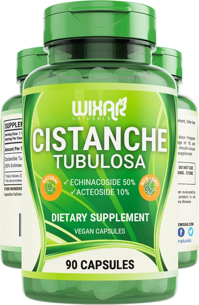Cistanche Tubulosa Capsules - 50% Echinacoside et 10% Actéoside, Suppléments d'énergie végétariens pour les hommes et les femmes, Supplément de soutien mémoire, Suppléments de vitamines performants, 90 CT