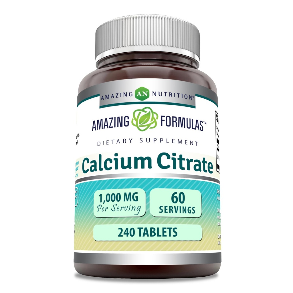 Amazing Formulas Calcium Citrate 1000 Mg | Tablets Supplement | Non-GMO | Gluten-Free | Made in USA (1 Pack | 240 Count)