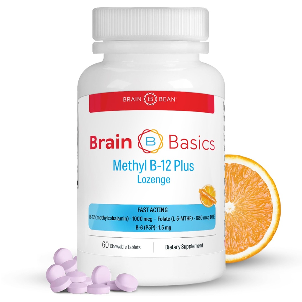 Extra Strength Methyl B-12 & Methyl Folate – 60 Chewable Tablets, Orange Citrus Flavor – High Potency Bioactive B-12 Vitamin & B9 Folate Supplement for Energy, Brain, Heart & Nerve Support
