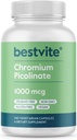 BESTVITE Chromium Picolinate 1000mcg (240 Vegetarian Capsules) - No Stearates - No Dicalcium Phosphate - Vegan - Gluten Free - Non-GMO