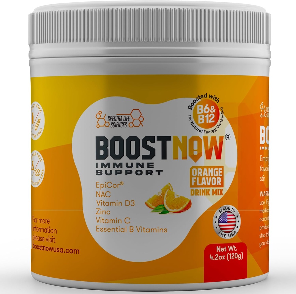 BoostNow 14-in-1 Immune Support Powder - Enhanced with Vitamin C, D-3, Zinc, EpiCor, Elderberry, NAC & More