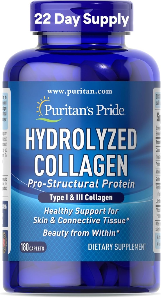 Puritan's Pride Hydrolyzed Collagen 1000 mg - 180 caplets Protein Supplement