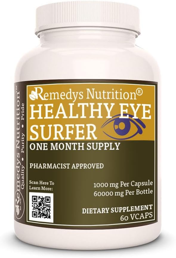 Remèdes Nutrition Healthy Eye Surfer $ 1 000 mg, 60 Capsules de végétaliens Complément alimentaire à base de plantes $ Approvisionnement de deux mois