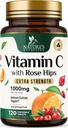 Vitamine C Chewable 1000mg - Antioxydants extra-forts pour un puissant soutien immunitaire avec/Vitamine C & Rose HIPS - Potent Dietary VIT C Supplément de croustilles, naturel orange saveur, végétalien, non-OGM - 120 comprimés