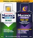 Résistance maximale Mucinex FastMax DM Max & Mucinex Nightshift Cold & Flu Liquid (2 x 6 fl. oz.) Thins & Loosens Mucus, Soulage la toux et la congestion thoracique, la douleur, la fièvre, l'éternuement, la gorge douloureuse, le nez runny