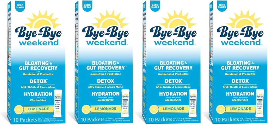 Detox Drink Mix w/Electrolytes - pour Bloating, Recovery, Fatigue, Brain Fog - Probiotiques, Lion, Thistle de lait - Limonade Zéro Sucre - 40 Pack