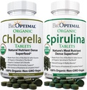 BioOptimal Chlorella Spiruline - Bundle - Tablettes de Chorella Biologique et Tablettes de Spiruline Biologique, 120 Comptez chacune, Qualité Premium 4 Certifications biologiques