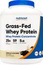 Nutricost Grass-Fed Whey Protein Concentrate (Vanilla) 5LBS - Undenatured, Non-GMO, Gluten Free, Natural Flavors