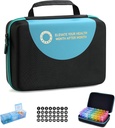 Organisateur de pilules mensuelles de goutte-proof 3 fois par jour, 30 jours Organisateur de pilules de voyage avec 32 compartiments quotidiens, Boîte organisatrice de médicaments pour la vitamine, huile de poisson, supplément (noir)