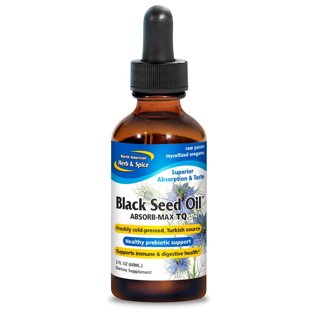 NORTH AMERICAN HERB & SPICE Huile de graines noires Absorb-Max TQ - 2 fl. oz. - Gouttes mycellisées sublinguales - Soutien immunitaire et santé digestive - Huile d'origan - Non-OGM - 52 Total des services