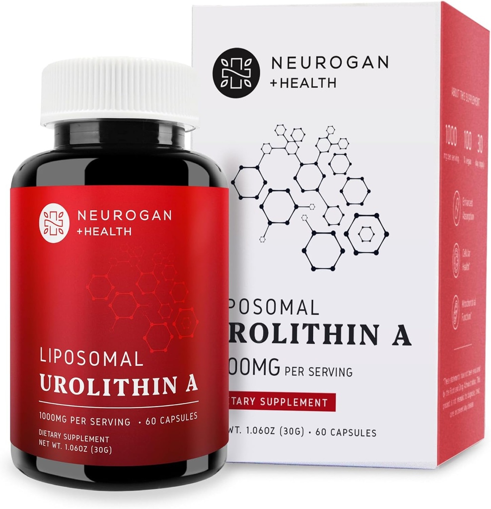 Neurogan Liposomale Urolithine A Capsules - Technique liposomale pour la cohérence Cellulaire de la santé Supplément après biotique pour le mieux-être Gut - Prendre 2 par jour (60 Capsules, 1000 mg de portion totale)