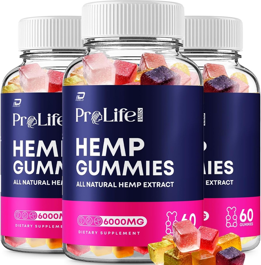 Prolife Hemp Gummies - with Hemp Seed Extract Pro Life Labs Tinnitus Herbal Supplement, Health and Wellness Support (3 Pack - 180 Gummies)