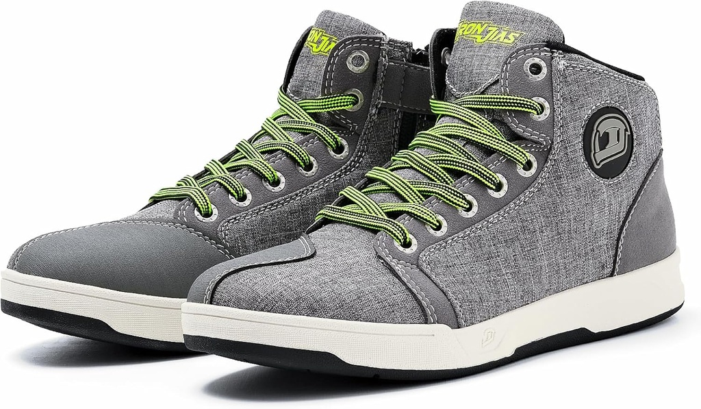 Chaussures de moto IRON JIA pour hommes, équipement antidérapant respirant, bottes de moto casual Powersport (Grey 8)