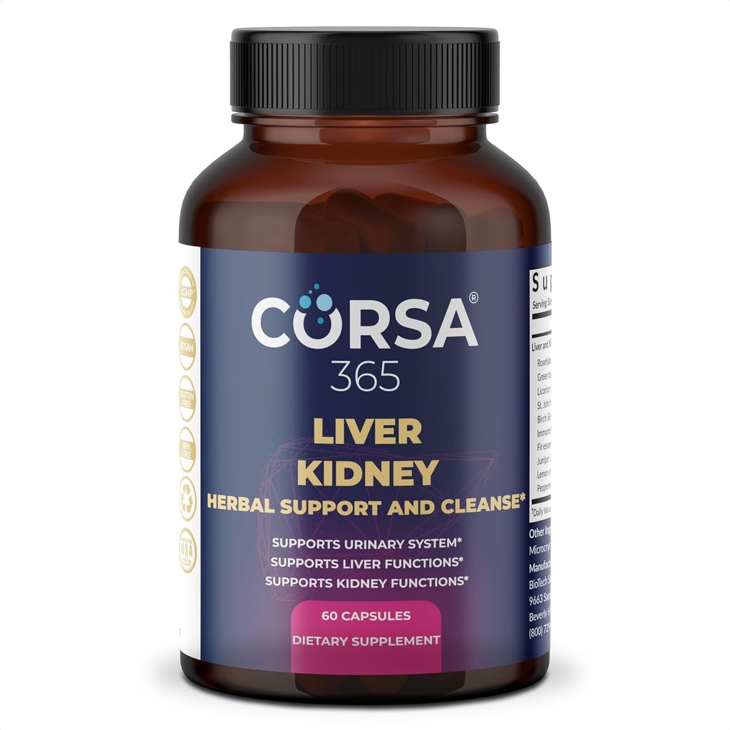 Complexe de nettoyage et de soutien du foie et du rein - Détox de nettoyage et de réparation du foie pour les hommes et les femmes - Supplément de restauration et de soutien du foie biologique - 60 capsules