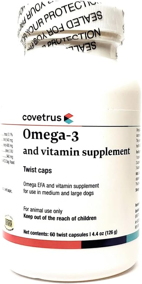 Oméga-3 et supplément de vitamine Twist Caps pour chiens moyens et grands 60ct