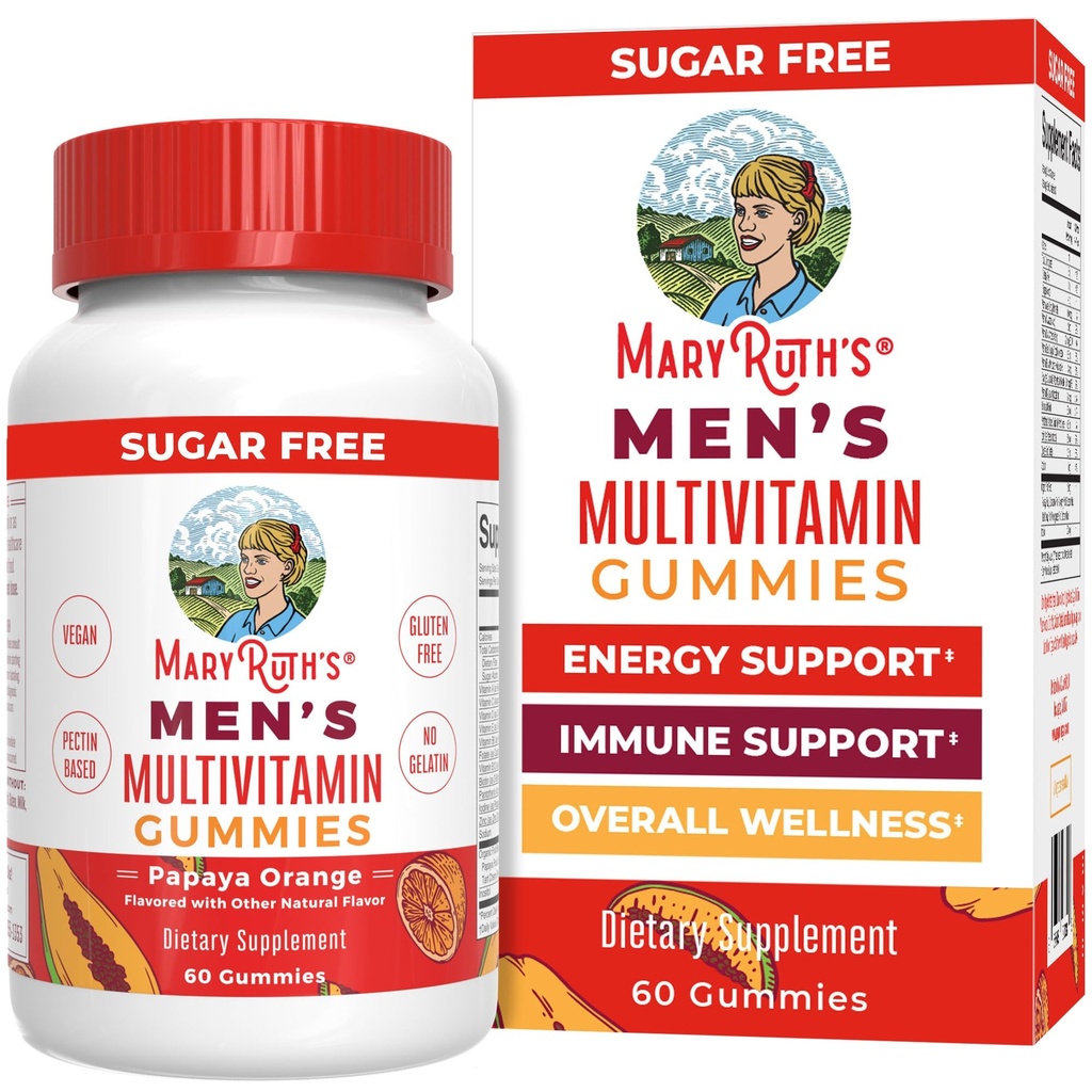 MaryRuth Organics Gummies multivitamines masculines de MaryRuth Vitamines végétales pour le soutien immunitaire de non-OGM et sans gluten de 0g de sucre par portion de 60 Nombre