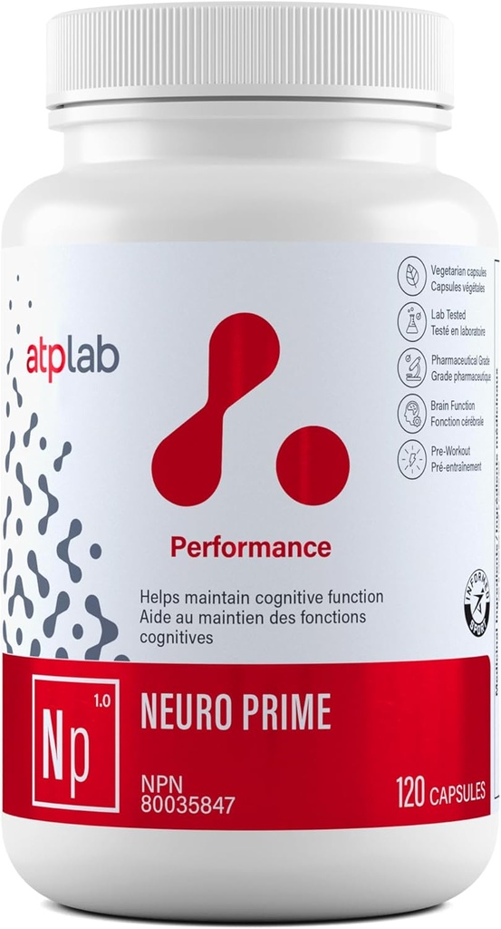 ATP LAB - Neuro Prime 120 Capsules - Suppléments Cerveau et Mémoire - Suppléments Mémoire et Focus - Supplément Cognitif et Supplément Fatigue - Santé Mentale