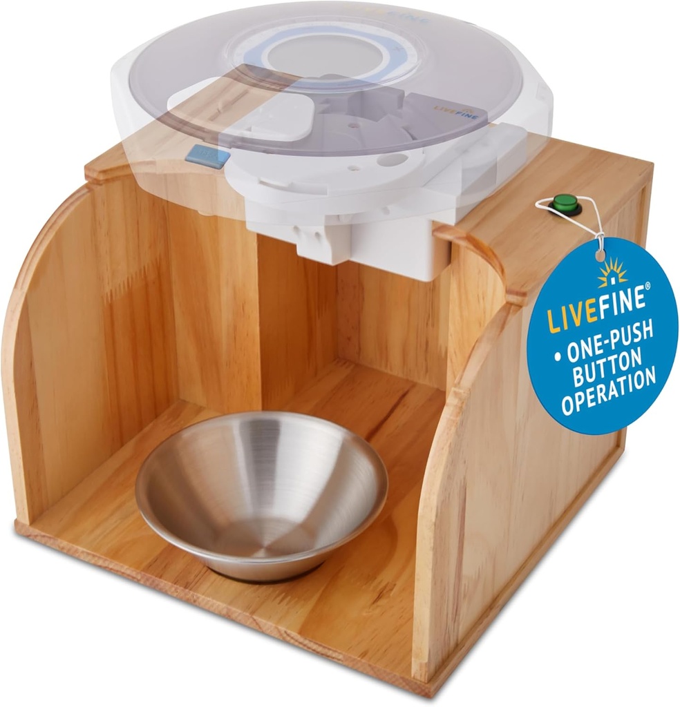 Tipper de distributeur de pilules LiveFine (le distributeur n'est pas inclus), fonctionnement à une seule pression, distributeur automatique de pilules, base en bois élégant, compatible avec les modèles LiveFine et autres modèles principaux