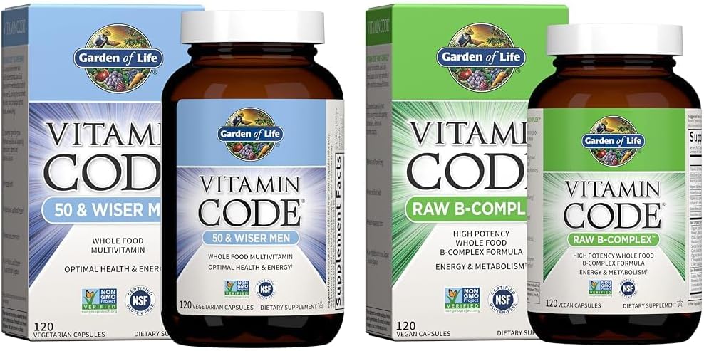Jardin de la vie 50+ Multivitamine et complexe B Vitamine Raw Whole Food 120 Capsule Supplément