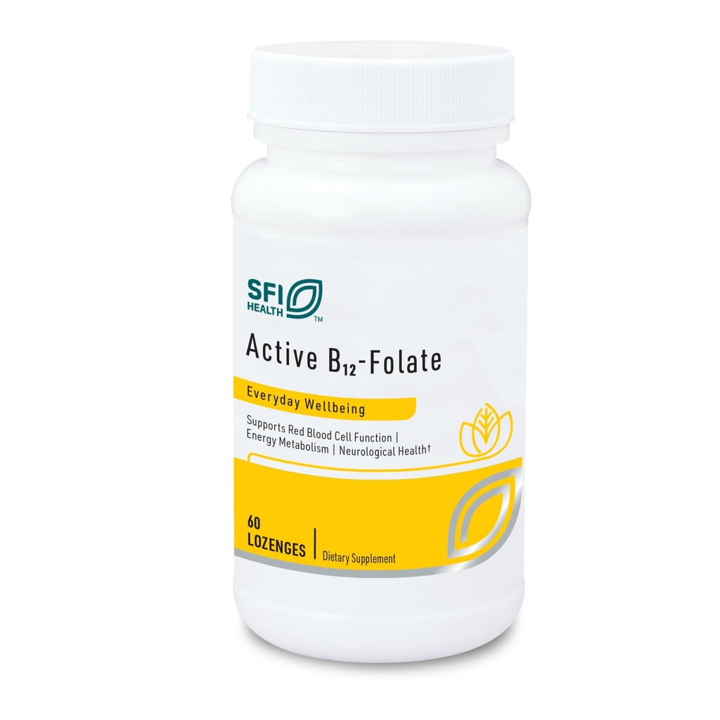 Klaire Labs SFI Health Active B12 - Supplément folate - Lozenge dissolvable avec folate de méthyle et vitamine B12 Méthylcobalamine - Très absorbant - Soutien à l'humeur saine, à l'énergie et à la cognition (60 Nombre)