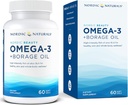 Nordic Naturals Nordic Beauty Omega-3 + Borage Oil, naturel au citron - 60 gels doux - Supplément d'huile de poisson pour la santé de la peau et l'hydratation - Non-OGM - 30 portions