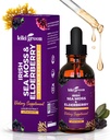 KIKI Green Liquid Irish Sea Moss + Elderberry Drops - Supplément de mousse de mer ultra concentré de la mousse de mer brute et de la fraise pour le soutien immunitaire, le soutien de la santé, 2 Fl Oz