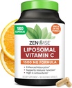 Zenwise santé Absorption améliorée Supplément de vitamine C liposomique - 1500mg VIT C liposomique pour le soutien immunitaire, l'antioxydant et l'énergie naturelle Boost - Organique et sans gluten - Non aromatisé, 180 capsules