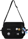Sac Crossbody de mode avec accessoires mignons Sac Messenger casual en nylon avec pendentif Sac à main léger Sacs à dos (Noir)