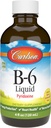 Carlson - B-6 Liquide, Vitamine B-6, Production d'énergie, Santé cardiaque, Limonade de baies, 120 mL (4 Fl Oz)