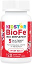 KidStar Nutriments BioFe Pure Iron Chewables pour enfants et adultes, Sweet Blast, Pas de sucre, sucré avec du Xylitol, 120 comprimés à croquer