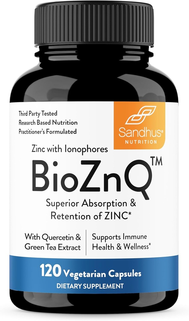Sandhu's Zinc Supplément avec Ionophores de Quercetin & Extrait de Thé Vert pour Absorption Supérieure et Haute Puissance de 800mg Capsules Végétariennes 120 Compte (paquet de 1)