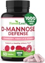 ForestLeaf D Mannose 1000mg Capsules - D-Mannose avec Cranberry, Hibiscus & VIT C, Santé du Trac Urinaire pour les femmes et les hommes, Pilules de DMannose Organique pour UTI, Santé Urinaire et Soutien de Bladder 60 Capsules