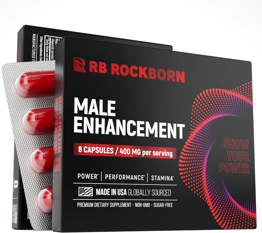 Supplément à base de plantes pour la santé des hommes avec de l'herbe de chèvre et du Tribulus Terrestris - Fabriqué aux États-Unis - 8 capsules